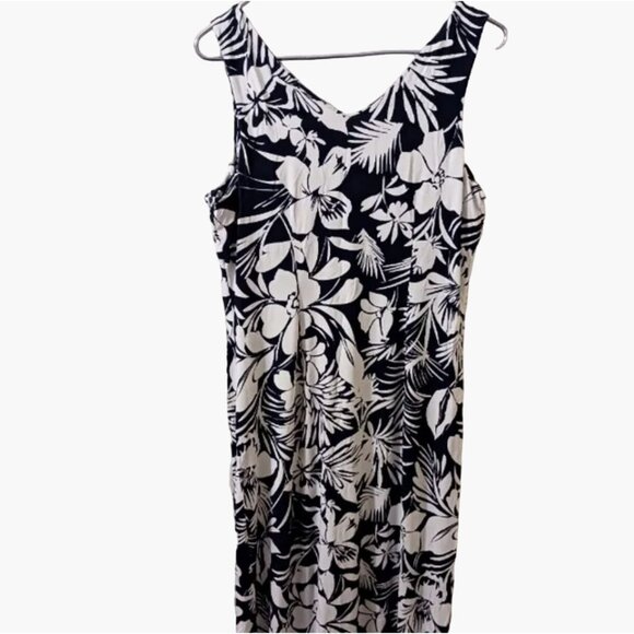 Tommy Bahama Women's Size Large Knit Maxi Dress Sleeveless V-Neck Floral Navy W - Picture 3 of 6